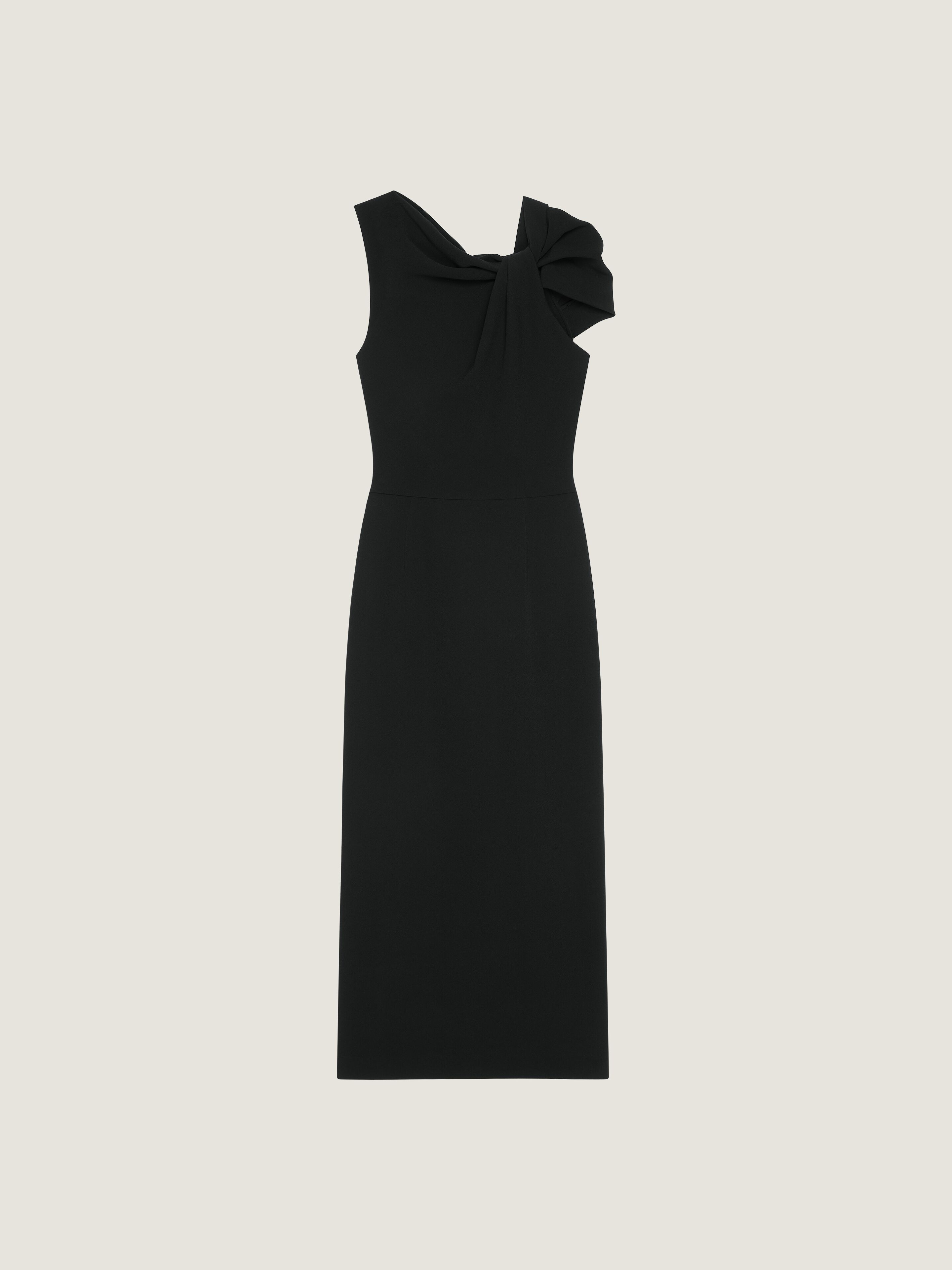 Draped pencil dress in crepe cady